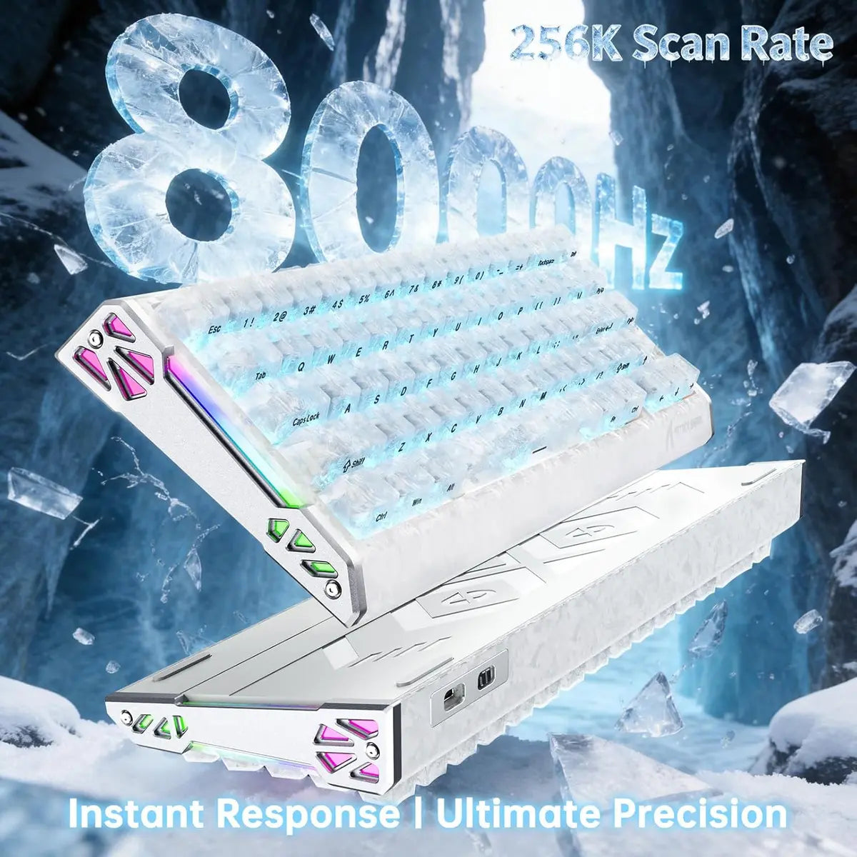 Attack Shark R68 HE Carbon Fiber 8000Hz Rapid Trigger Keyboard - Ice Ninja White