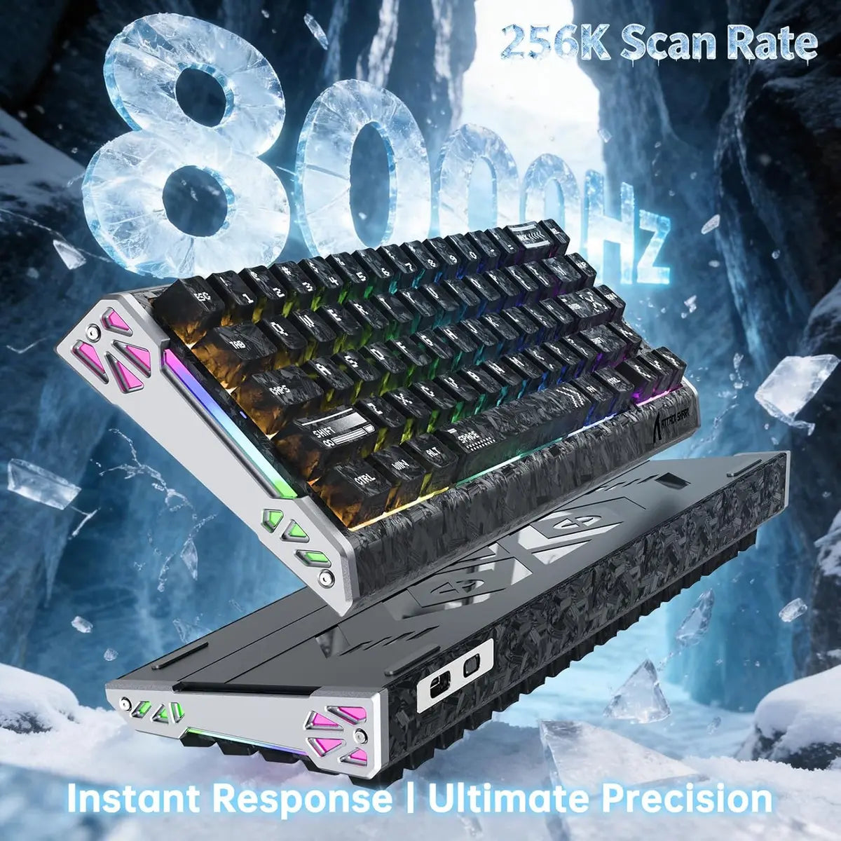 Attack Shark R68 HE Carbon Fiber 8000Hz Rapid Trigger Keyboard - Ink Shade Black
