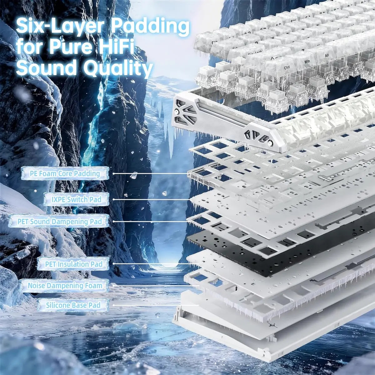 Attack Shark R68 HE Carbon Fiber 8000Hz Rapid Trigger Keyboard - Ice Ninja White