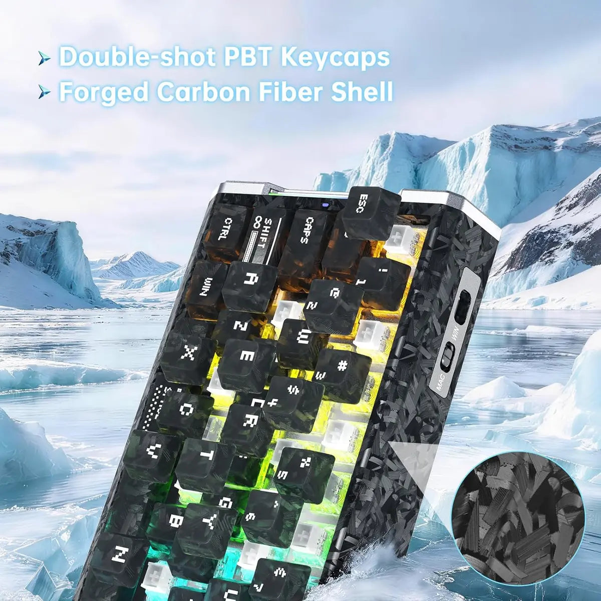 Attack Shark R68 HE Carbon Fiber 8000Hz Rapid Trigger Keyboard - Ink Shade Black