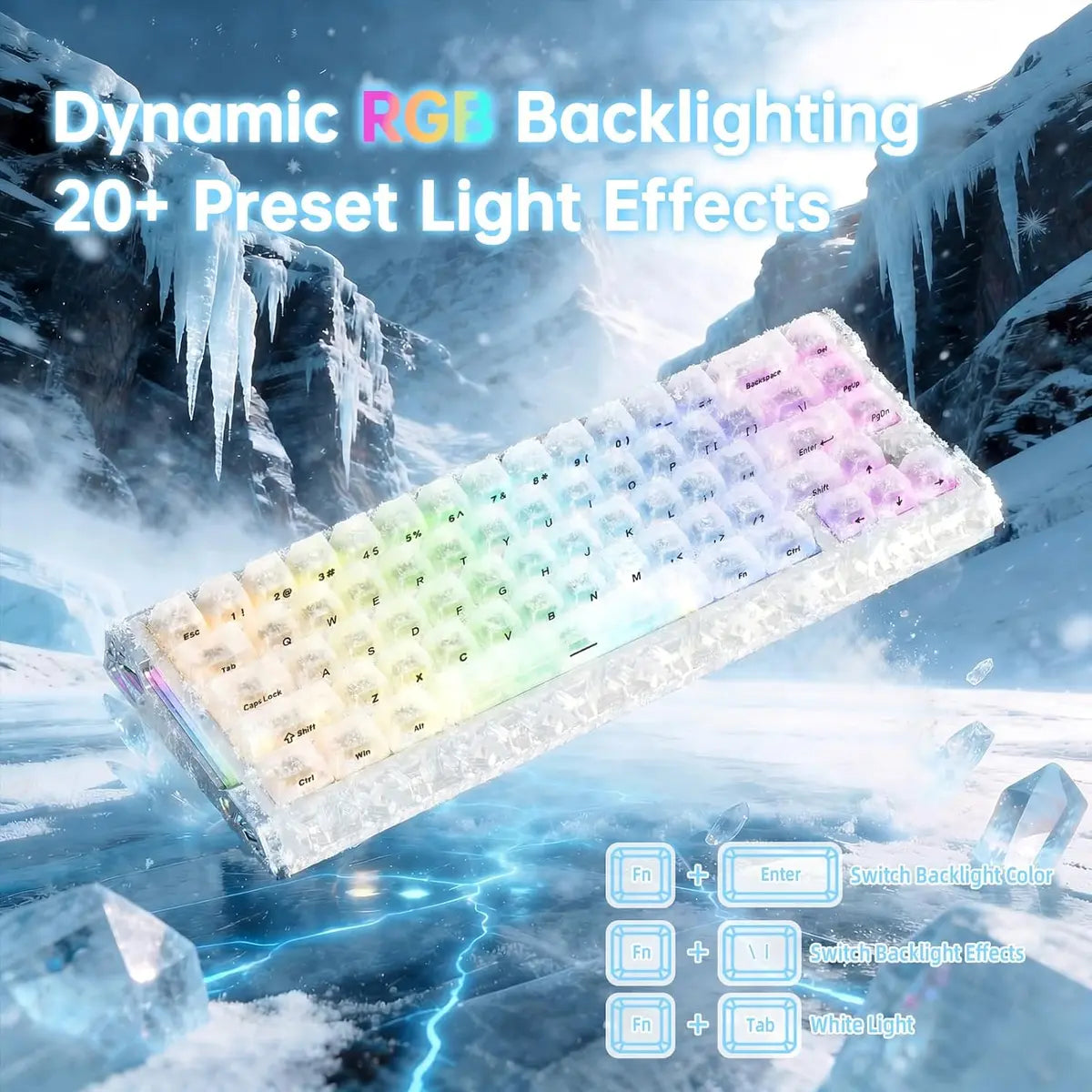 Attack Shark R68 HE Carbon Fiber 8000Hz Rapid Trigger Keyboard - Ice Ninja White