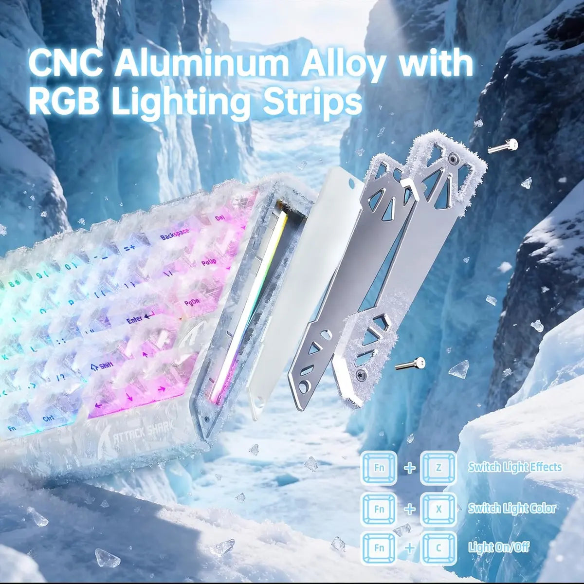 Attack Shark R68 HE Carbon Fiber 8000Hz Rapid Trigger Keyboard - Ice Ninja White