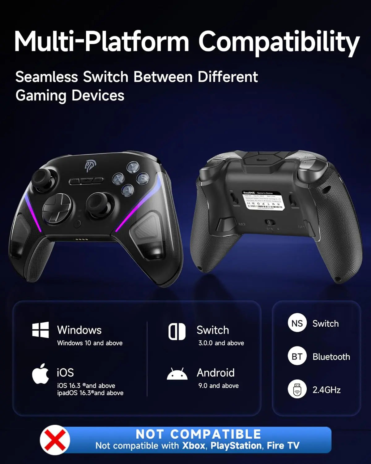 EasySMX D10 Space Black Wireless Gamepad Pro Controller