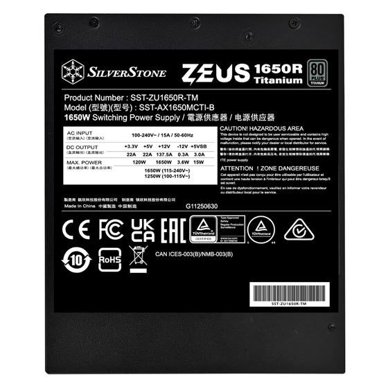 SilverStone ZEUS 1650R Titanium 80 PLUS Titanium 1650W ATX 3.1 & PCIe 5 Fully Modular ATX Power Supply